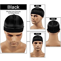 4Pcs Silky Stocking Wave Cap Satin Doo Rags Good Compression Wave Caps For Men For 360 540 720 Waves Thick Hair Style