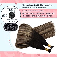 Ugeat Itip Human Hair Extensions Natural Black Balayage Medium Brown Ombre Caramel Brown I Tip Hair Extensions Human Hair Soft S