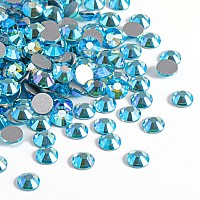 Beadsland 2880Pcs Flat Back Crystal Rhinestones Round Gems For Nail Art And Craft Glue Fix Aquamarine Ab Ss16 3840Mm