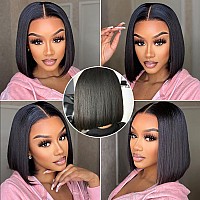 Short Bob Wig Human Hair 180 Density Straight Bob Frontal Wigs 13X4 Lace Frontal Bob Wig Human Hair Glueless Pre Plucked With B