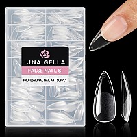 Una Gella Stiletto Gel X Nail Tips Full Cover 312Pcs No C Curve Stiletto Nail Tips Prebuff Press On Nails Half Matte Stiletto A