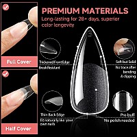 Una Gella Stiletto Gel X Nail Tips Full Cover 312Pcs No C Curve Stiletto Nail Tips Prebuff Press On Nails Half Matte Stiletto A