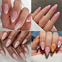 Una Gella Almond Nail Tips 216Pcs Pointed Almond Gel X Nail Tips Preshape Almond Half Matte Full Cover Nail Tips Clear Acrylic