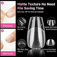 Una Gella Short Coffin Nail Tips 312Pcs Short Coffin Nail Tips Preshape Short Coffin Gel X Nail Tips 12 Sizes Full Cover Fake