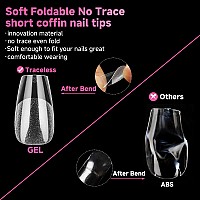 Una Gella Short Coffin Nail Tips 312Pcs Short Coffin Nail Tips Preshape Short Coffin Gel X Nail Tips 12 Sizes Full Cover Fake