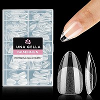 Una Gella Short Almond Nail Tips 312Pcs Short Almond Gel X Nail Tips Half Matte Soft Gel Nail Tips Clear Fake Nails For Full Co