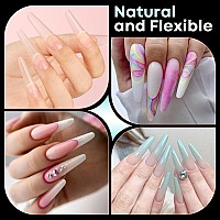 Una Gella 504Pcs Extra Long Oval Fake Nails Doublesided Preshaped Gel Acrylic Xl Tips For Half Cover Nail Extension Home Diy