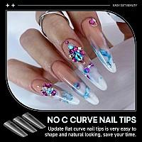 Una Gella 504Pcs Extra Long Oval Fake Nails Doublesided Preshaped Gel Acrylic Xl Tips For Half Cover Nail Extension Home Diy