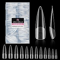 Una Gella Extra Long Stiletto Nail Tips 312Pcs Xxl Nail Tips Stiletto Preshape Half Matte Full Cover Nail Tips No Need File Cl