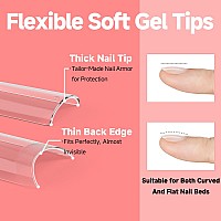 Una Gella 504Pcs No C Curve Tapered Square Nail Tips 3Xl Extra Long Straight Clear Fake Nail Tips 12 Sizes Half Cover Gel Fals