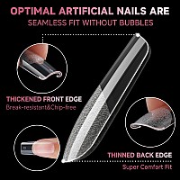 Una Gella Medium Square Gel Nail Tips Half Matte 312Pcs Medium Square Gel X Nails Full Cover False Acrylic Nails Tips For Press