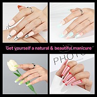 Una Gella Long Coffin Nail Tips 312Pcs Gel X Nail Tips Coffin Preshape Half Matte Full Cover Nail Tips Clear False Fake Nails