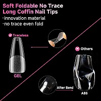 Una Gella Long Coffin Nail Tips 312Pcs Gel X Nail Tips Coffin Preshape Half Matte Full Cover Nail Tips Clear False Fake Nails