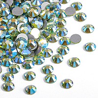 Beadsland 576Pcs Flat Back Crystal Rhinestones Round Gems For Nail Art And Craft Glue Fix Peridot Ab Ss30 6365Mm