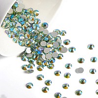 Beadsland 576Pcs Flat Back Crystal Rhinestones Round Gems For Nail Art And Craft Glue Fix Peridot Ab Ss30 6365Mm