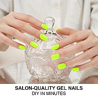 Danni Toni Semi Cured Gel Nail Strips Neon Green Glow In The Dark Gel Nail Stickers Summer Gel Nail Wraps 28 Stickers