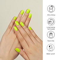 Danni Toni Semi Cured Gel Nail Strips Neon Green Glow In The Dark Gel Nail Stickers Summer Gel Nail Wraps 28 Stickers