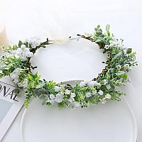 Ynimioaox Handmade Adjustable Flower Wreath Headband Halo Floral Crown Garland Headpiecee2727Beige