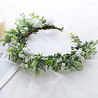 Ynimioaox Handmade Adjustable Flower Wreath Headband Halo Floral Crown Garland Headpiecee2727Beige