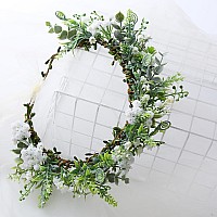 Ynimioaox Handmade Adjustable Flower Wreath Headband Halo Floral Crown Garland Headpiecee2727Beige