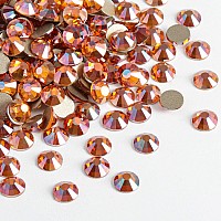 Beadsland 2880Pcs Flat Back Crystal Rhinestones Round Gems For Nail Art And Craft Glue Fix Amber Ss20 4648Mm