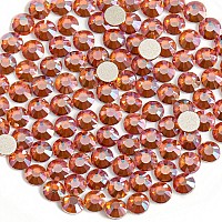 Beadsland 2880Pcs Flat Back Crystal Rhinestones Round Gems For Nail Art And Craft Glue Fix Amber Ss20 4648Mm