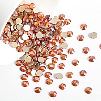 Beadsland 2880Pcs Flat Back Crystal Rhinestones Round Gems For Nail Art And Craft Glue Fix Amber Ss20 4648Mm