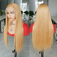 Ftqzkey Honey Blonde Wig Human Hair 180 Density 16 Inch Blonde Straight Lace Front Wigs Human Hair 13X4 Honey Blonde Hd Lace Fro