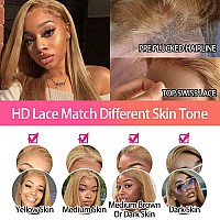 Ftqzkey Honey Blonde Wig Human Hair 180 Density 16 Inch Blonde Straight Lace Front Wigs Human Hair 13X4 Honey Blonde Hd Lace Fro