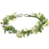 Ynimioaox Handmade Adjustable Flower Wreath Headband Halo Floral Crown Garland Headpieceemx011Cream Coloured