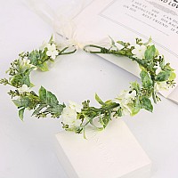 Ynimioaox Handmade Adjustable Flower Wreath Headband Halo Floral Crown Garland Headpieceemx011Cream Coloured