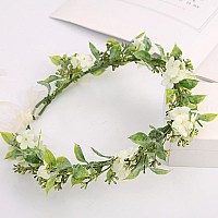 Ynimioaox Handmade Adjustable Flower Wreath Headband Halo Floral Crown Garland Headpieceemx011Cream Coloured