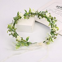 Ynimioaox Handmade Adjustable Flower Wreath Headband Halo Floral Crown Garland Headpieceemx011Cream Coloured