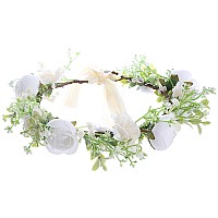 Ynimioaox Handmade Adjustable Flower Wreath Headband Halo Floral Crown Garland Headpieceead3201White