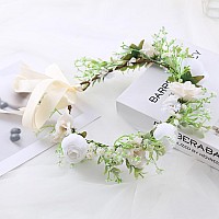 Ynimioaox Handmade Adjustable Flower Wreath Headband Halo Floral Crown Garland Headpieceead3201White