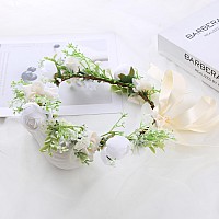 Ynimioaox Handmade Adjustable Flower Wreath Headband Halo Floral Crown Garland Headpieceead3201White