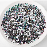 Beadsland 576Pcs Flat Back Crystal Rhinestones Round Gems For Nail Art And Craft Glue Fix Green Volcano Ss306365Mm