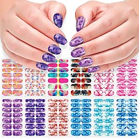 Danneasy 12 Sheets Iridescent Nail Polish Stickers Full Nail Wraps For Women Colorful Marble Fingernails Wrap Self Adhesive Nail