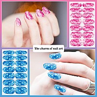 Danneasy 12 Sheets Iridescent Nail Polish Stickers Full Nail Wraps For Women Colorful Marble Fingernails Wrap Self Adhesive Nail