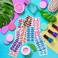 Danneasy 12 Sheets Iridescent Nail Polish Stickers Full Nail Wraps For Women Colorful Marble Fingernails Wrap Self Adhesive Nail