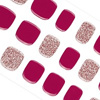 Danni Toni Semi Cured Gel Toenail Strips Mauve Twilight Tango Red Glitter Gel Toenail Stickers Gel Pedi Wraps 37 Stickers