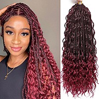 Liyate Goddess Bohemian Crochet Box Braids 14 Inch 7 Packs Red Boho Crochet Hair For Women Pre Looped Gypsy Braids Synthetic B