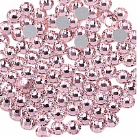 Beadsland 576Pcs Flat Back Crystal Rhinestones Round Gems For Nail Art And Craft Glue Fix Light Pink Ss30 6365Mm