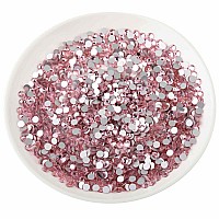 Beadsland 576Pcs Flat Back Crystal Rhinestones Round Gems For Nail Art And Craft Glue Fix Light Pink Ss30 6365Mm