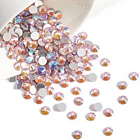 Beadsland 2880Pcs Flat Back Crystal Rhinestones Round Gems For Nail Art And Craft Glue Fix Light Pink Ab Ss20 4648Mm