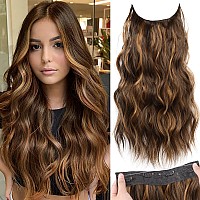 Kookastyle Invisible Wire Hair Extensions With Transparent Headband Adjustable Size 4 Secure Clips Long Wavy Secret Wire Hairpie