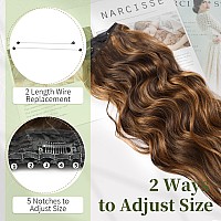 Kookastyle Invisible Wire Hair Extensions With Transparent Headband Adjustable Size 4 Secure Clips Long Wavy Secret Wire Hairpie