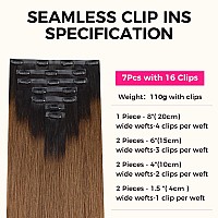 Lashey Seamless Clip In Hair Extensions Human Hair Ombre Natural Black To Medium Auburn Yaki Straight Clip In Hair Extensions Wi