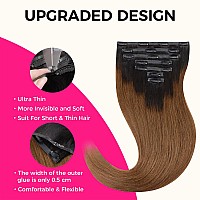 Lashey Seamless Clip In Hair Extensions Human Hair Ombre Natural Black To Medium Auburn Yaki Straight Clip In Hair Extensions Wi