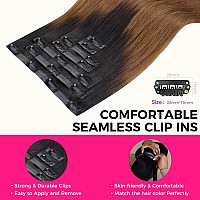 Lashey Seamless Clip In Hair Extensions Human Hair Ombre Natural Black To Medium Auburn Yaki Straight Clip In Hair Extensions Wi